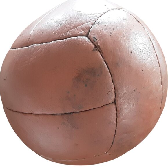 Antique 1930's 12 Panel Leather Medicine Ball & 2 Skipping Jump Ropes - Picture 2 of 10